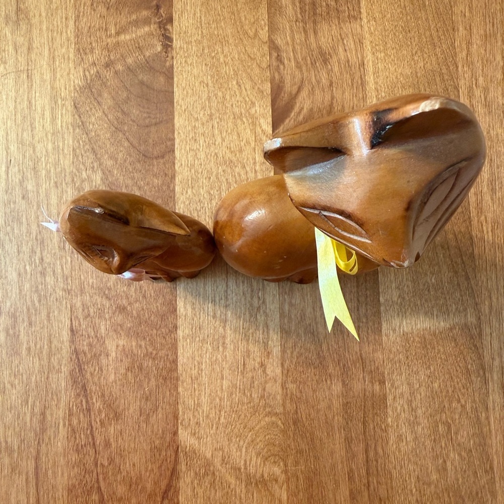 Vintage Mid Century Modern Hand Carved Cat Sculptures Figurine Philippines 1960 - Picture 3 of 6